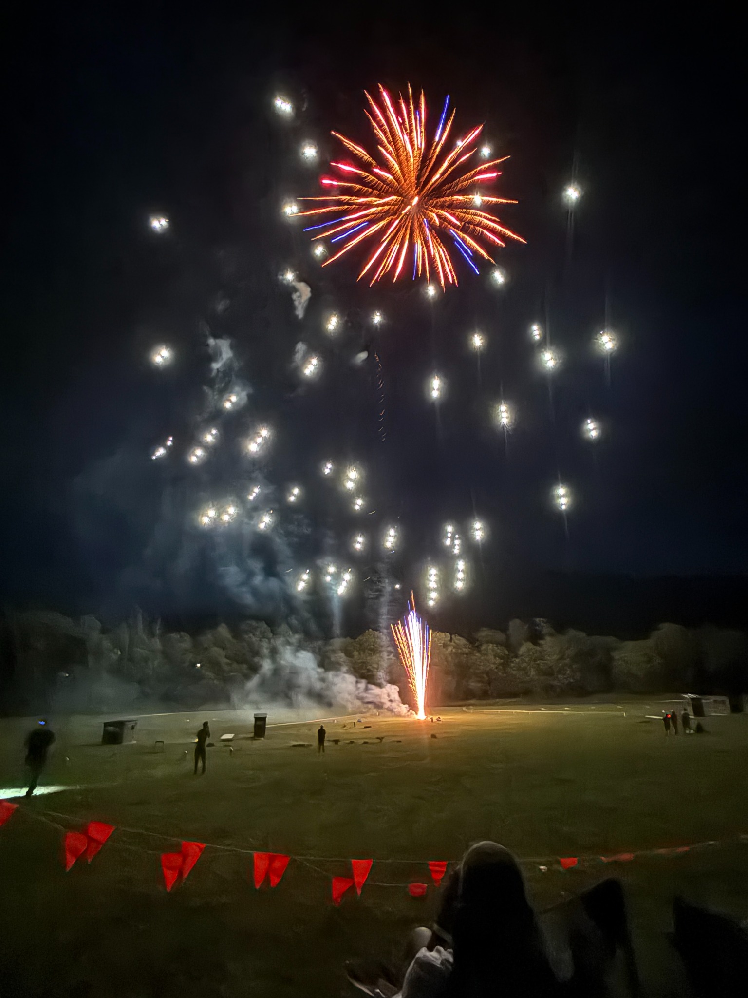 Fireworks display viewed from the audience area